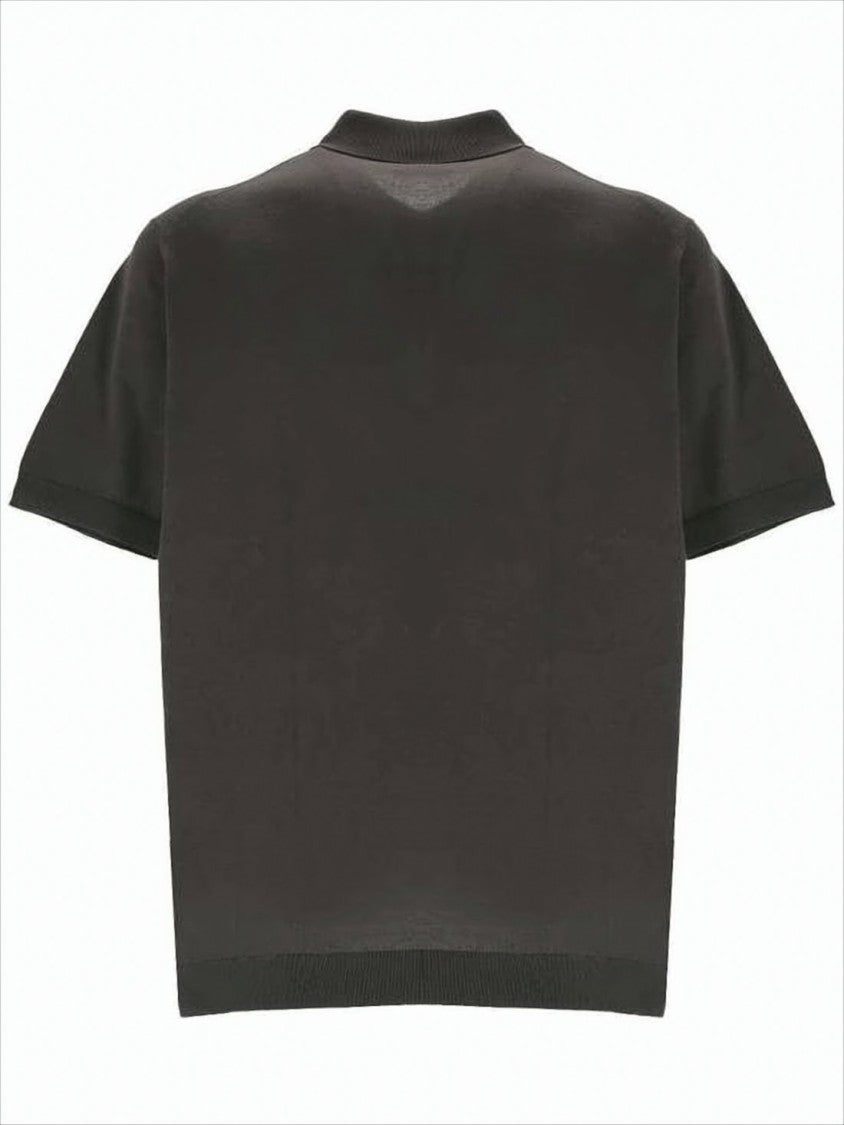 John Smedley Minimalist Black Cotton Polo Shirt With Classic Collar