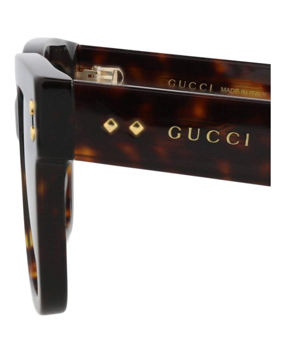 Gucci Square-Frame Acetate Sunglasses With Tortoiseshell Pattern And Gold Accents