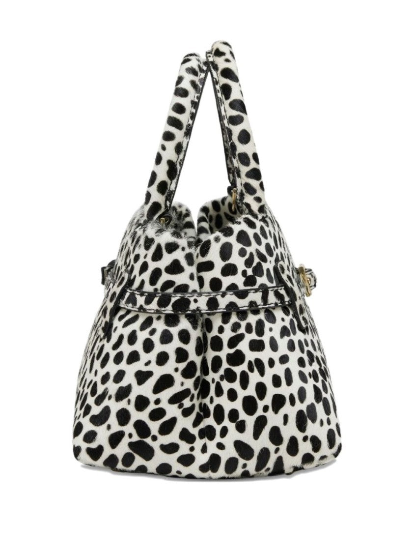 Manu Atelier Black Dalmatian Print Leather Shoulder Bag