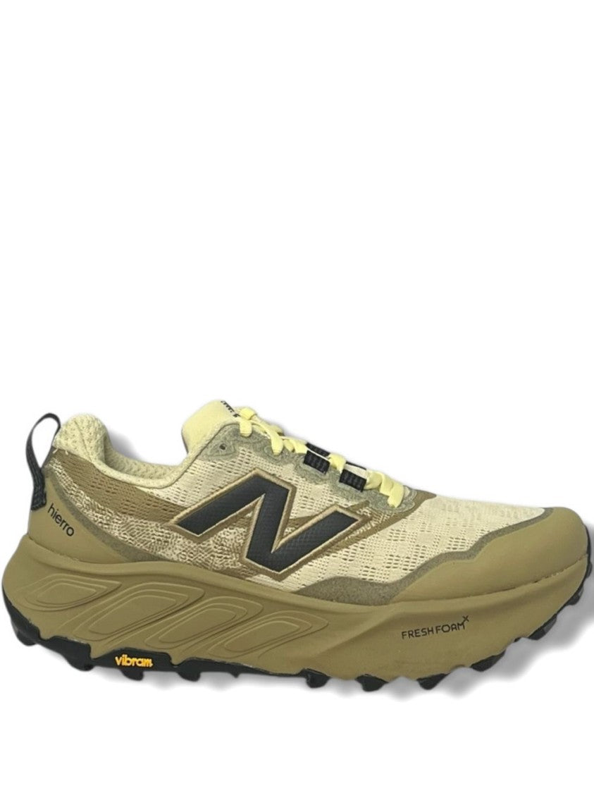 New Balance Beige Mesh Sneakers With Olive Overlays