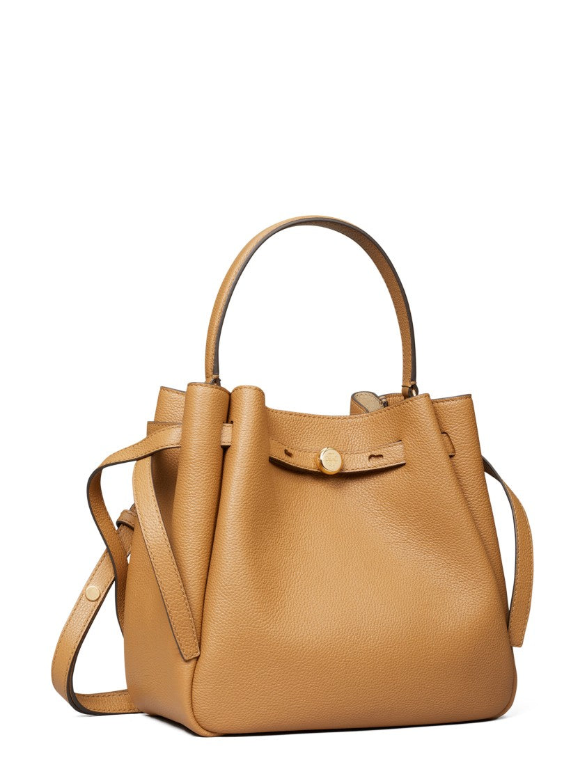 Tory Burch Structured Brown Leather Romy Bucket Bag