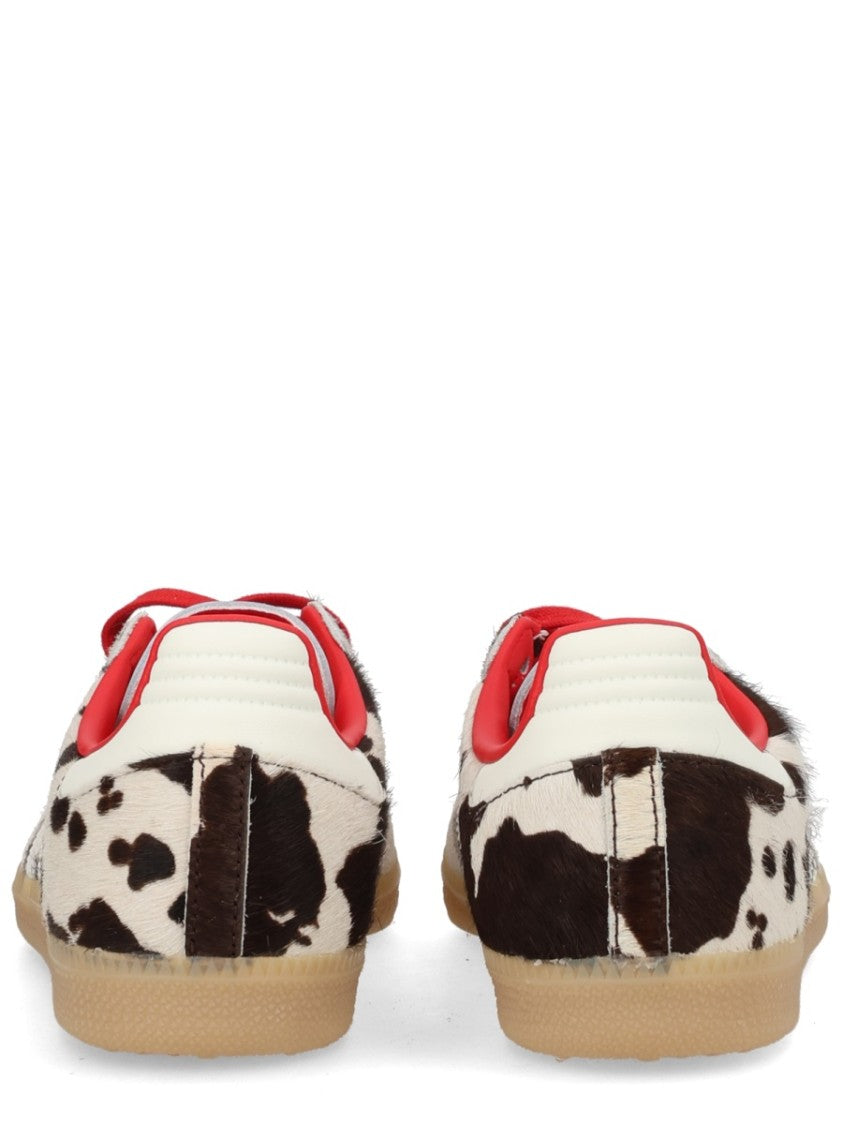 Adidas Originals White Cow Print Red Laces Sneakers