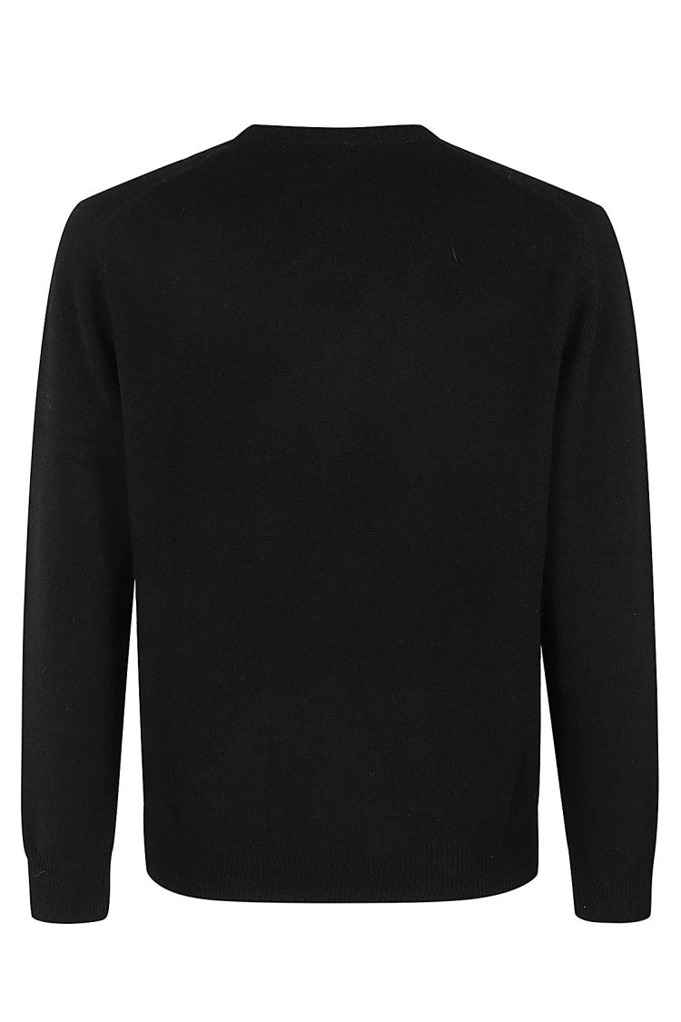Mc2 Saint Barth Black Crewneck Sweater With Playful Bob Embroidery