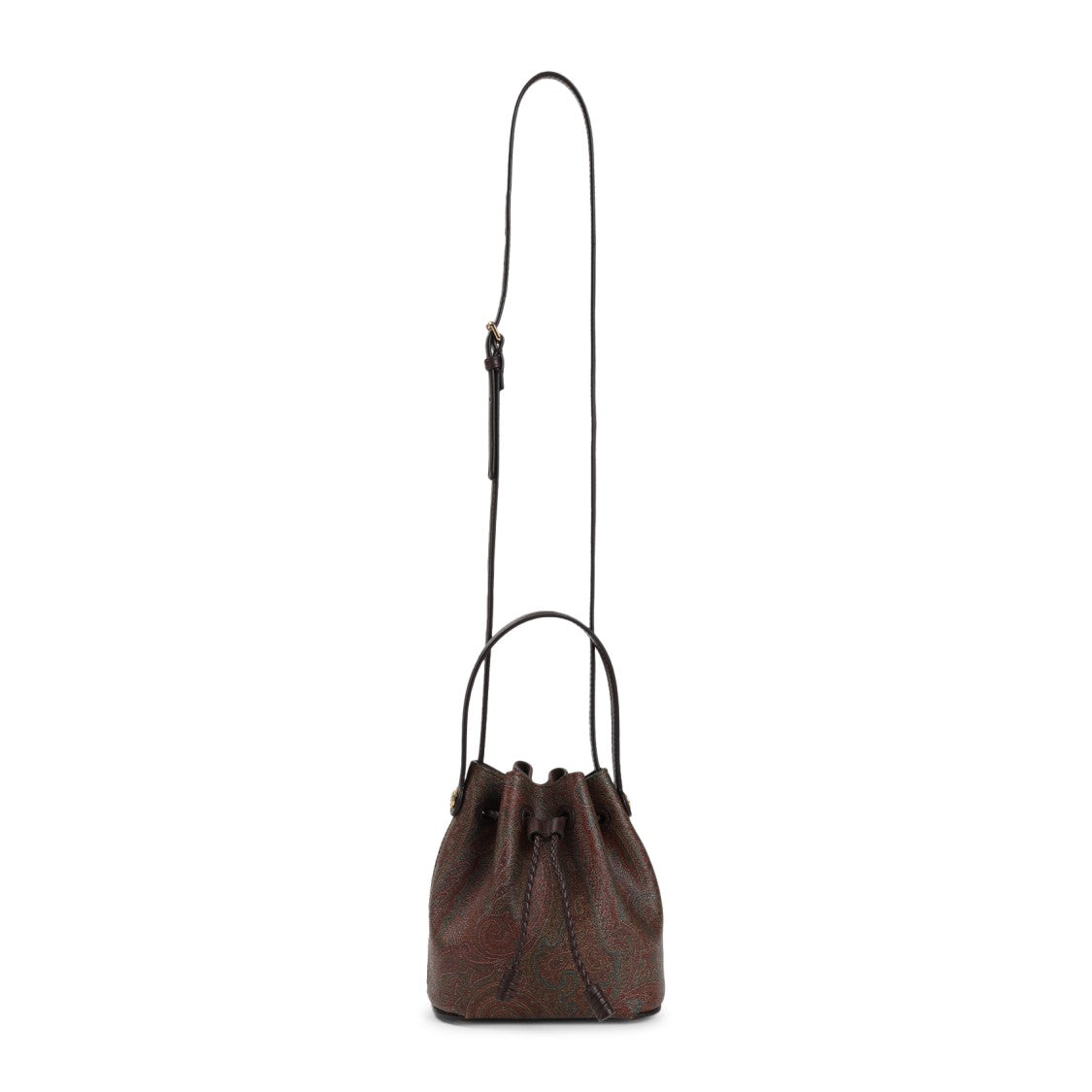 Etro Arnica Small Brown Cotton Bucket Bag