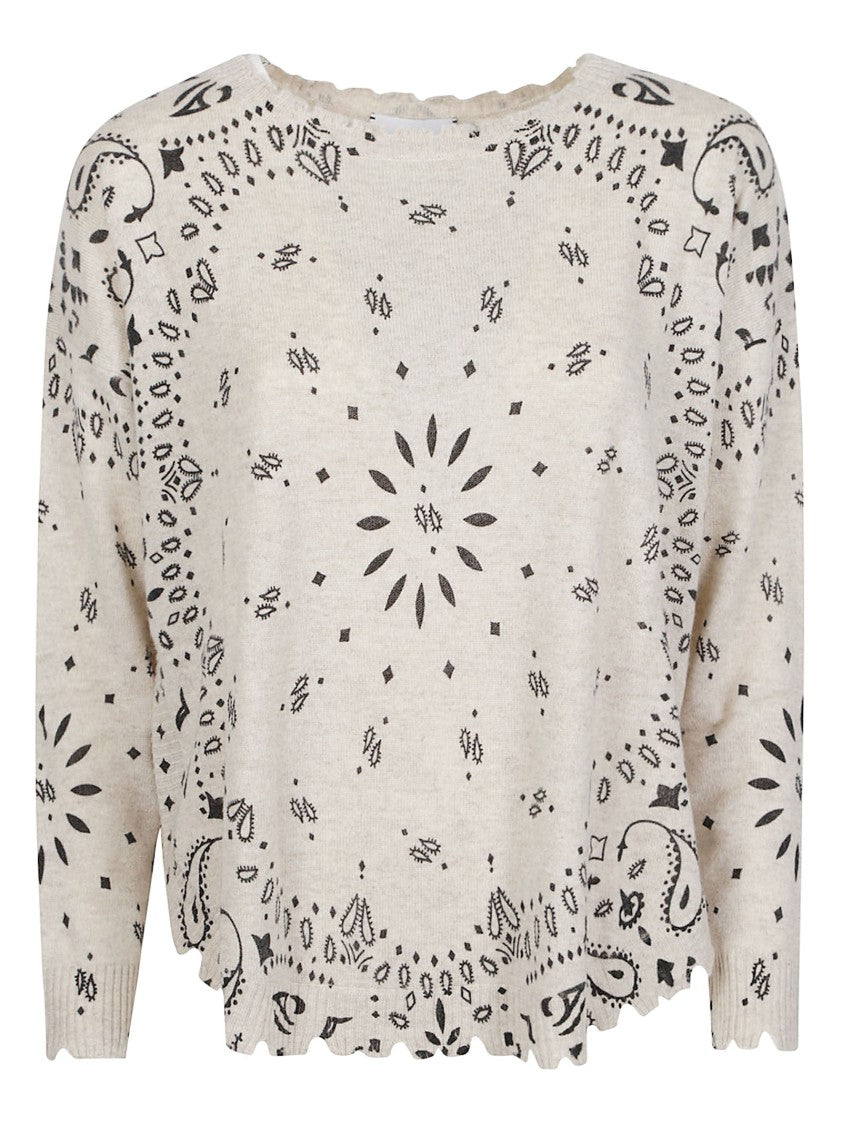 Kujten Mela Abba Bandana Scalloped Cashmere Sweater