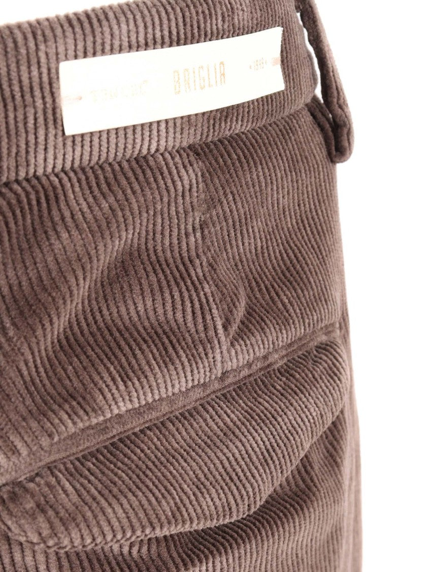 Briglia Straight-Leg Brown Corduroy Pants With Tapered Fit