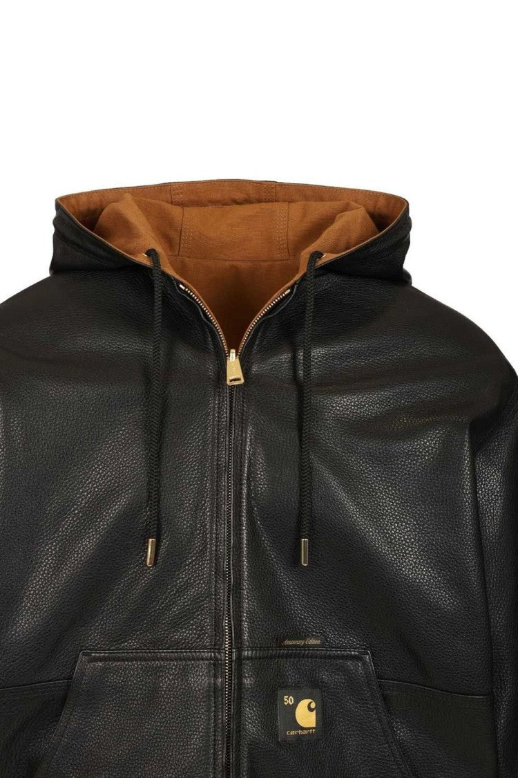 Carhartt Wip Smooth Black Leather Jacket