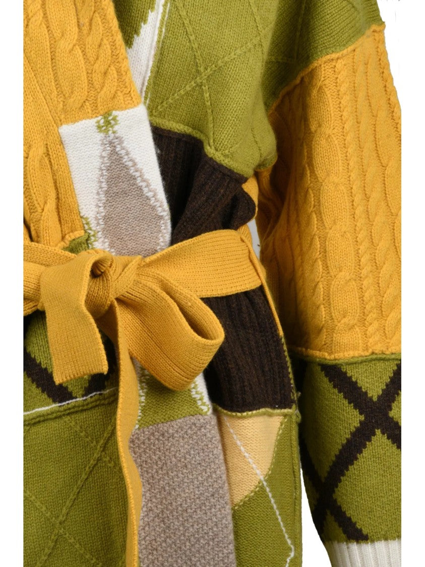 Ballantyne Yellow-Green Wool Belted Cardigan