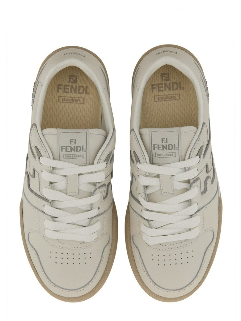 Fendi Low-Top Sneakers With Distinctive Perforated Design And Stitched Logo
