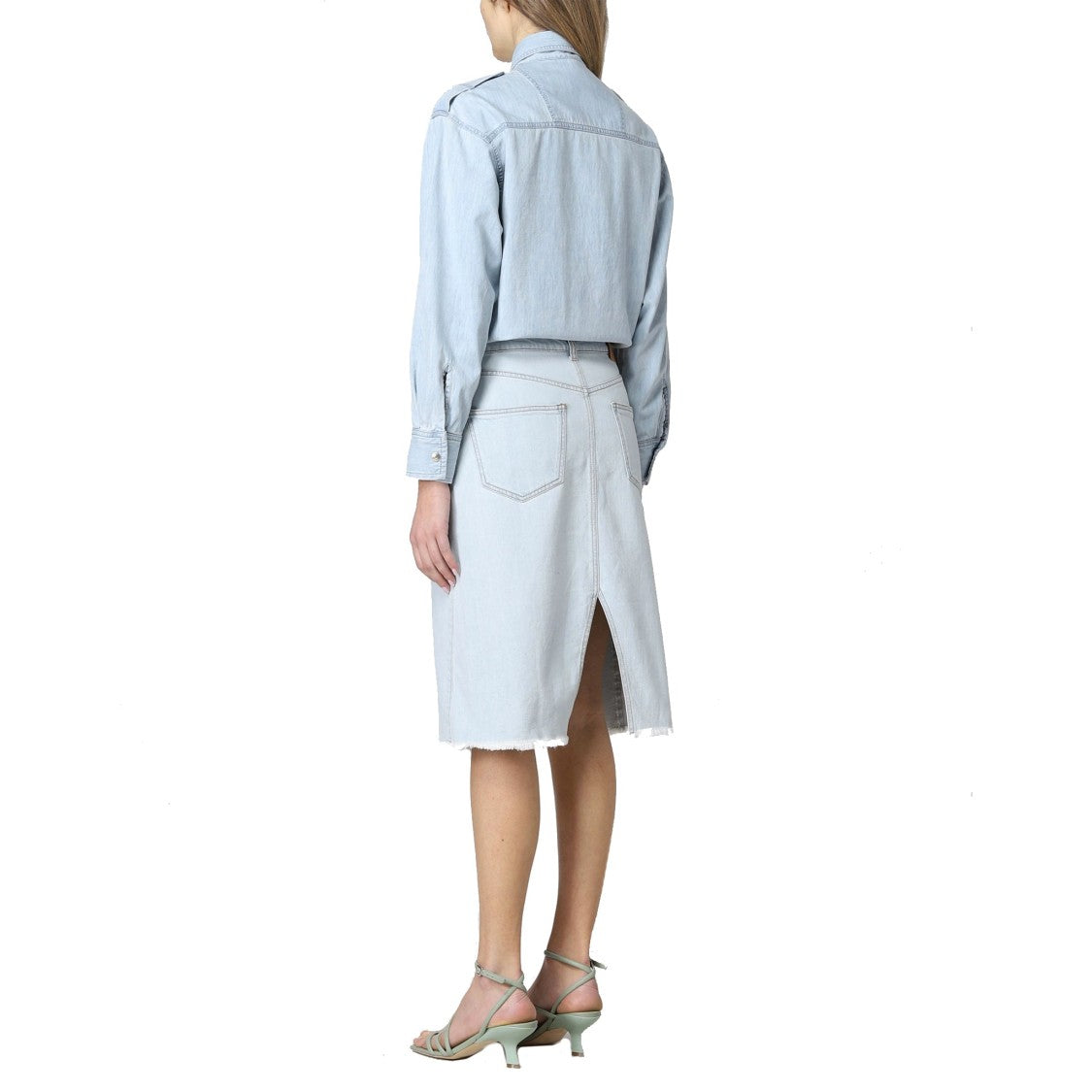Stella Mccartney Light Blue Denim Midi Shirt Dress