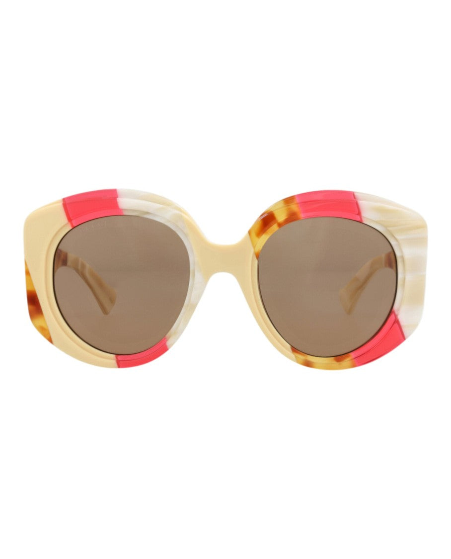 Gucci Round-Frame Sunglasses In Recycled Acetate With Gold Accent