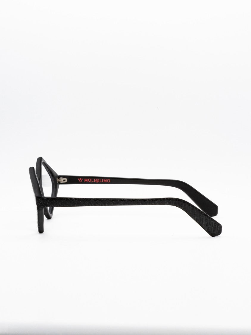 Moli@Limo Geometric Black Optical Frames With Textured Finish
