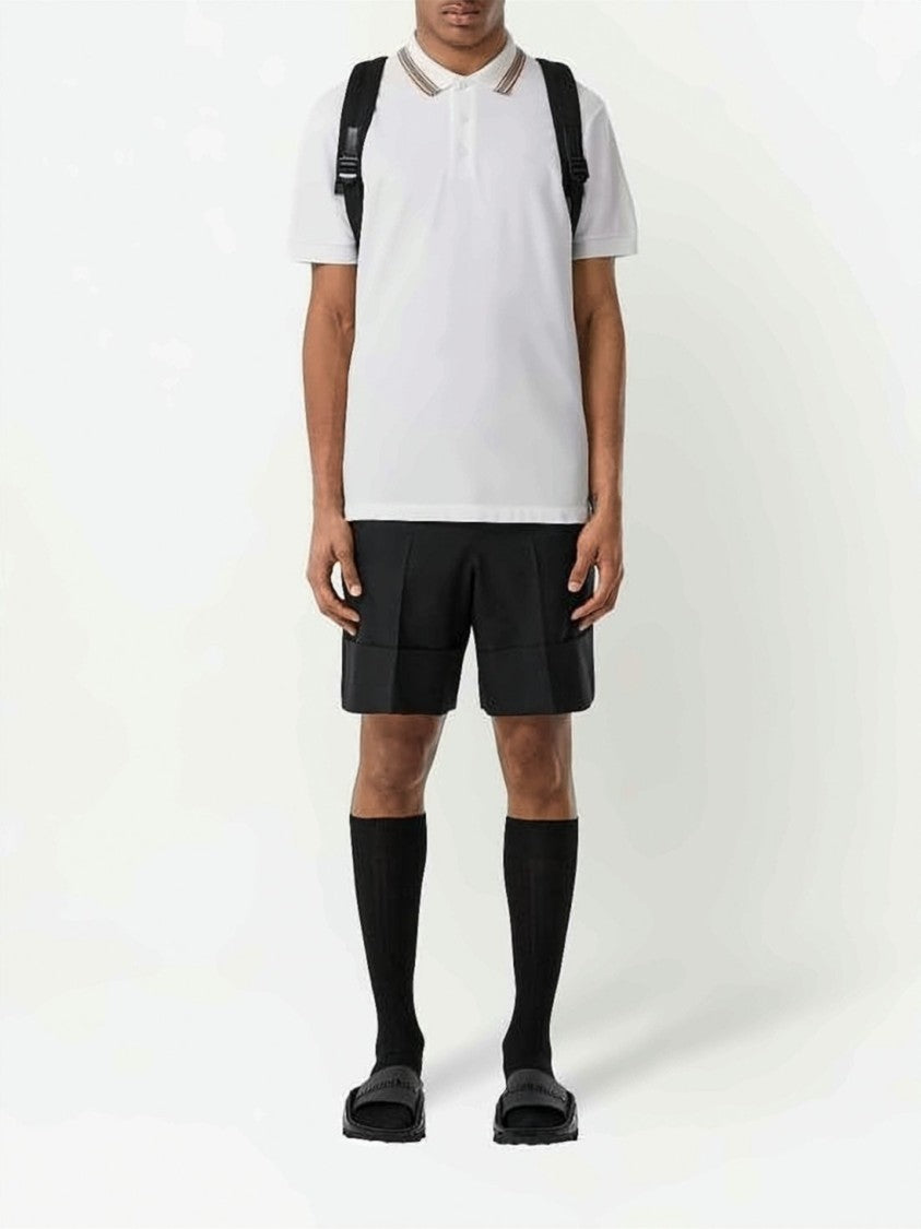 Burberry Classic White Polo Shirt With Striped Accents