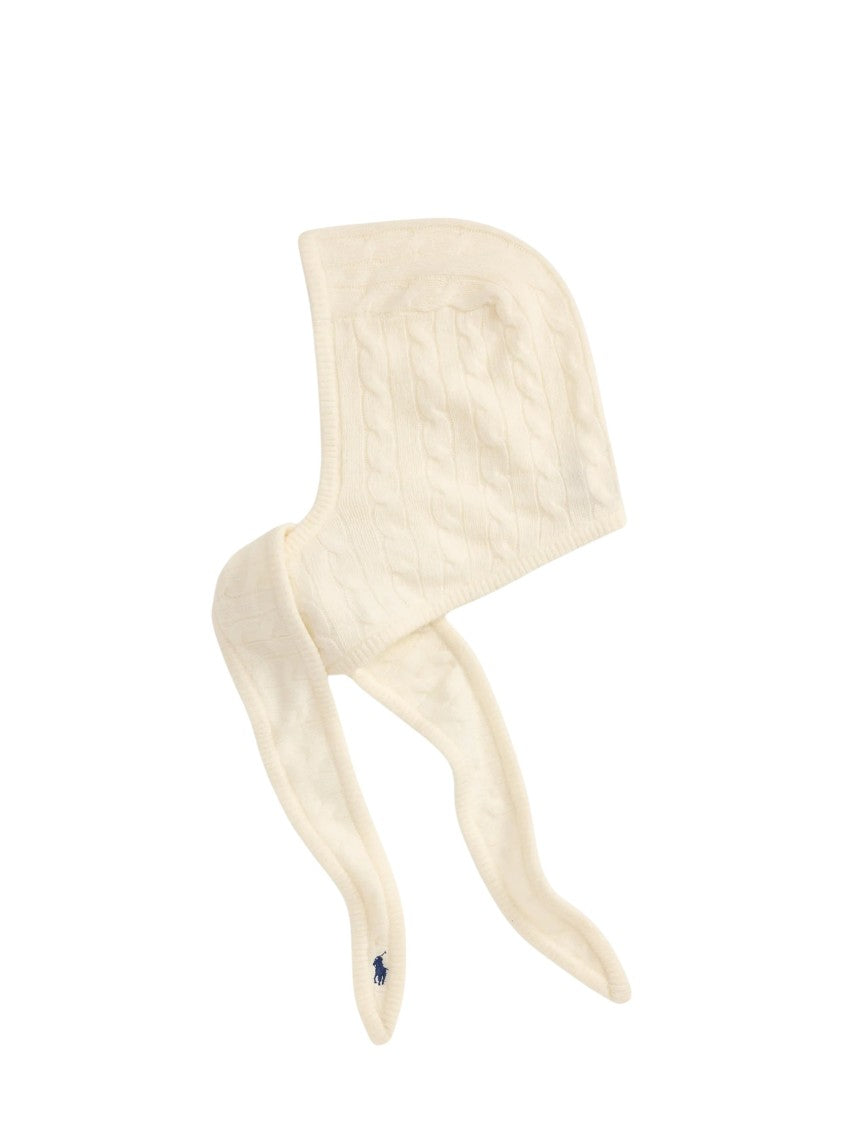 Polo Ralph Lauren White Cable-Knit Wool-Cashmere Scarf
