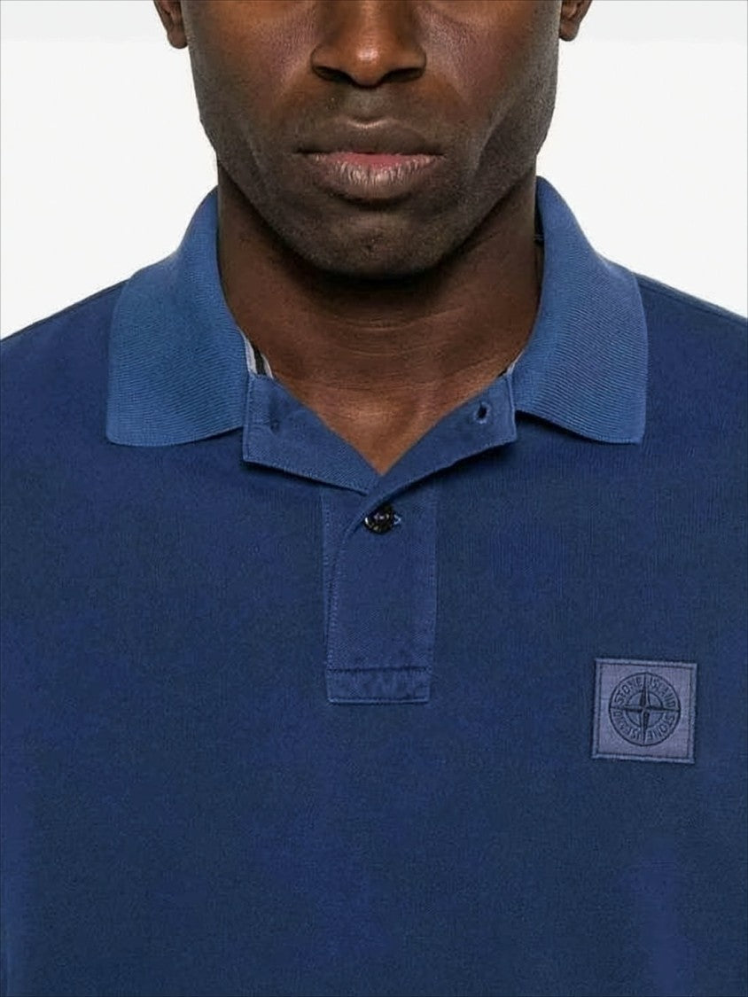 Stone Island Short-Sleeve Polo Shirt With Matching Collar And Embroidered Logo