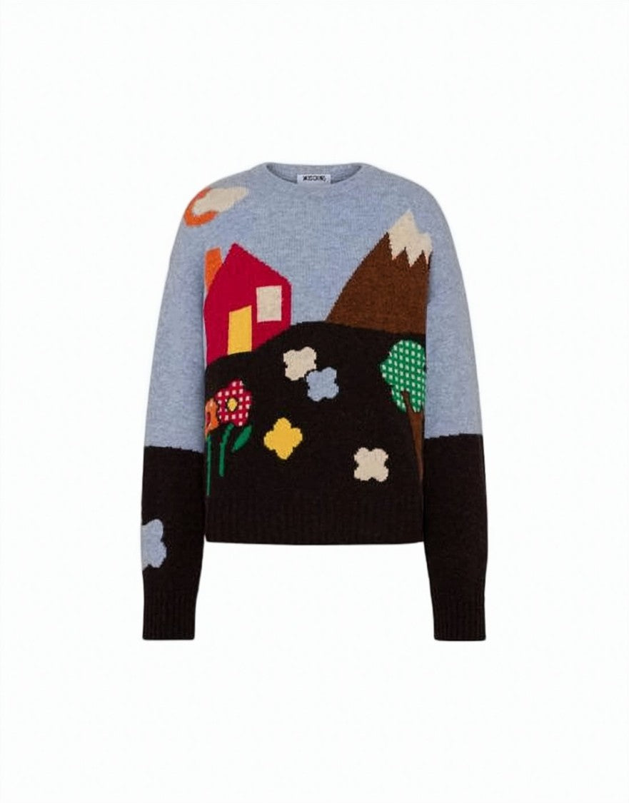 Moschino Playful Wool Sweater With Landscape Design