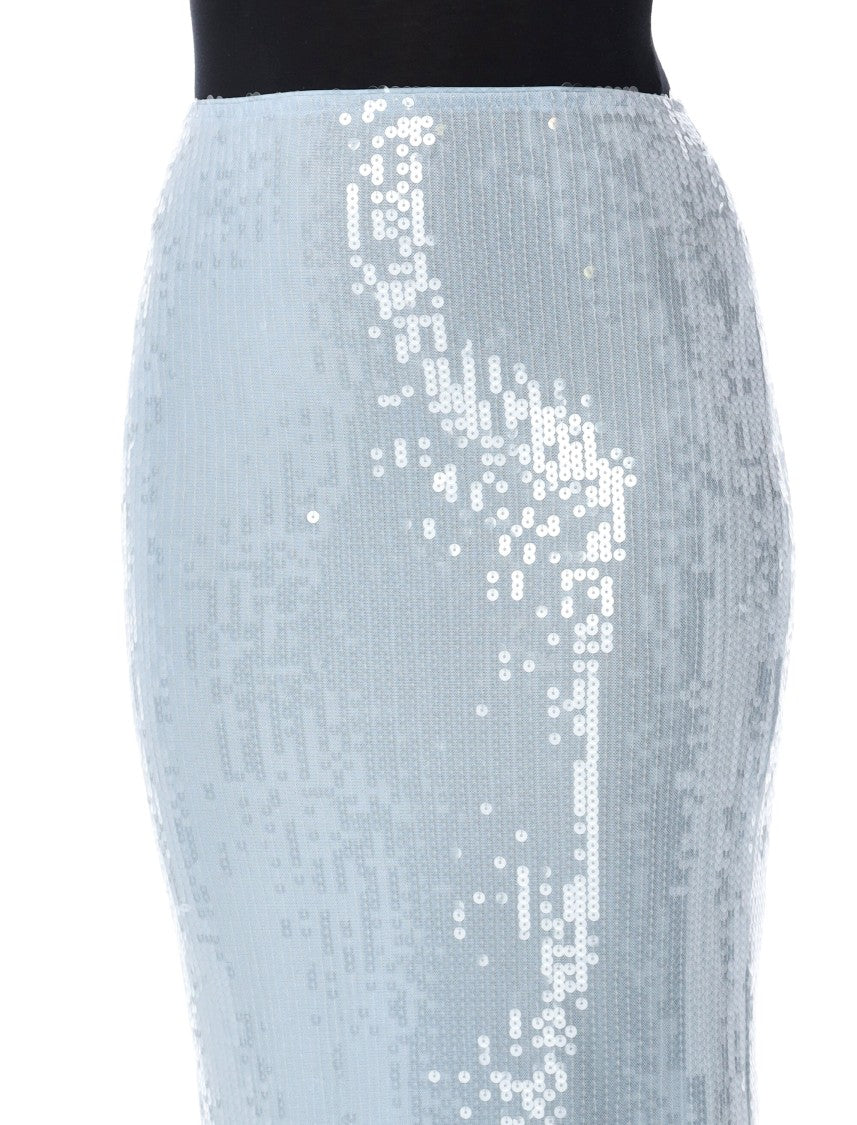 Rotate Sequined Fitted Back Zipper Midi Skirt