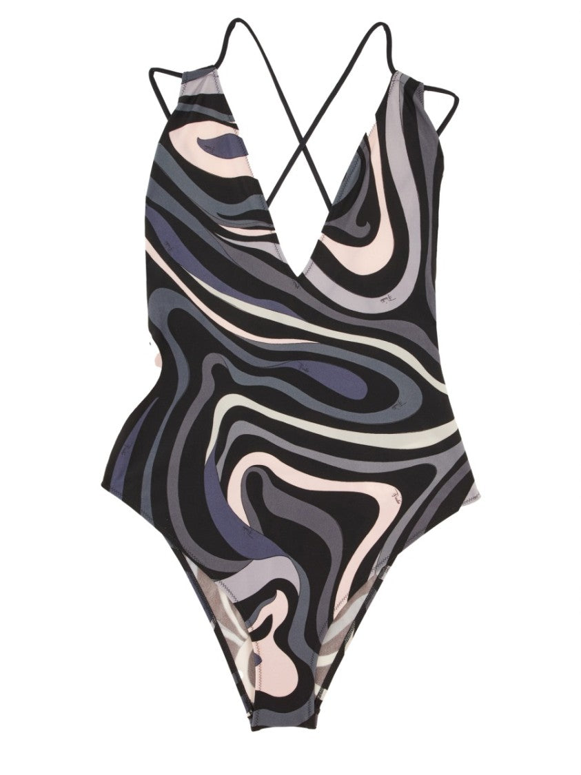 Pucci Marble Print One Piece Swimsuit