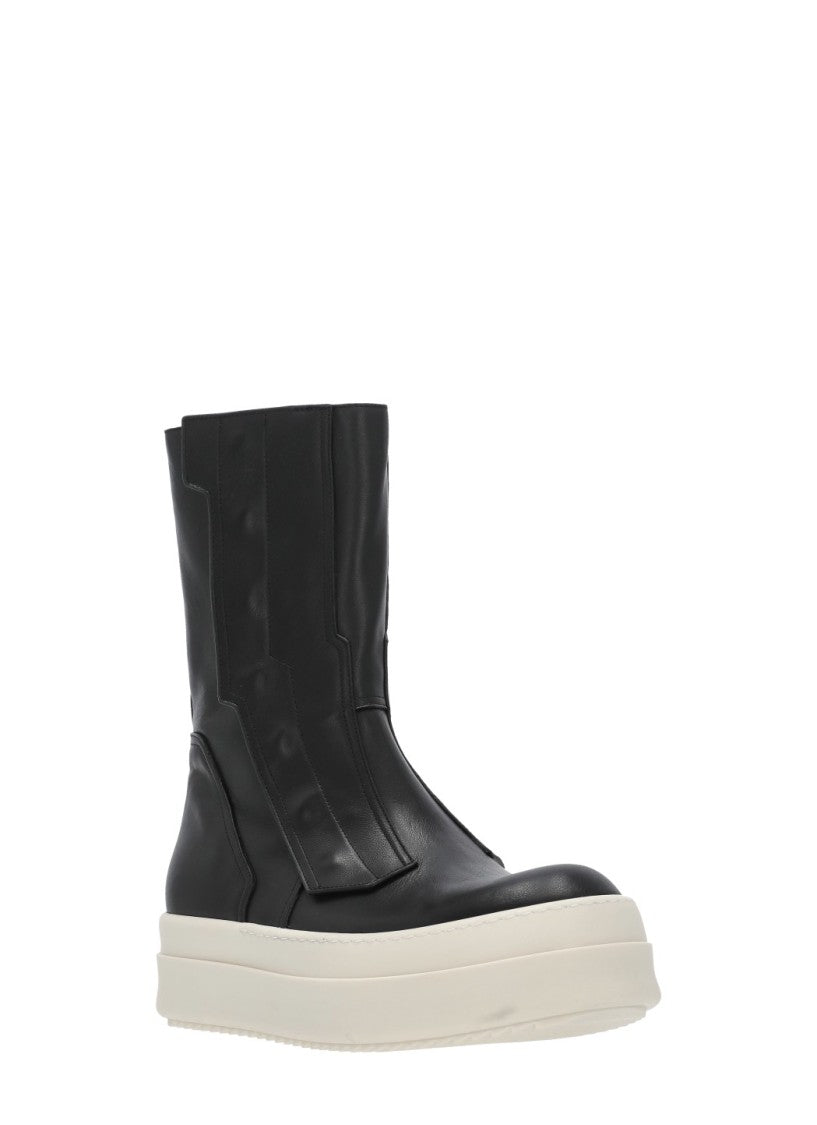 Rick Owens Black Moto Turbogeo Leather Sneakers