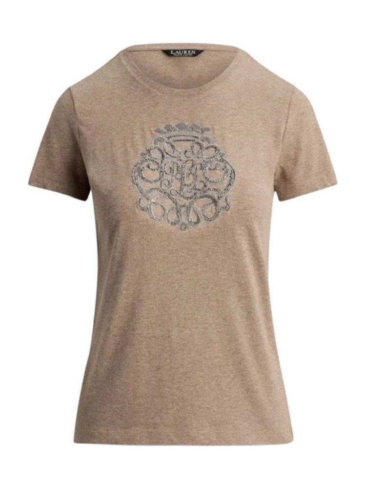 Lauren Ralph Lauren Beige Katlin Short-Sleeve Cotton T-Shirt