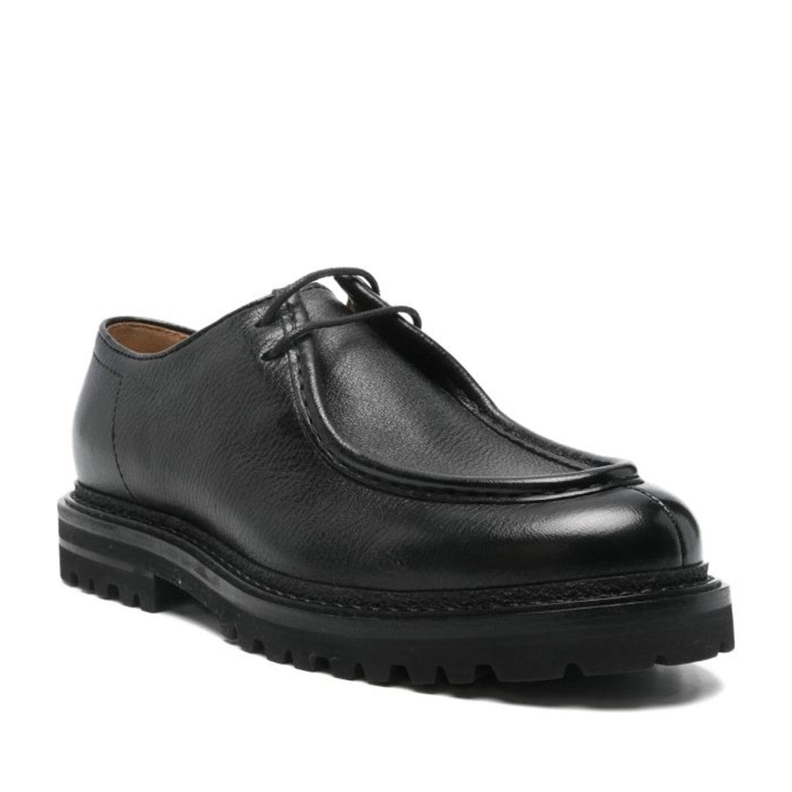 Henderson Black Deer Leather Lace-Up Closed-Toe Flats