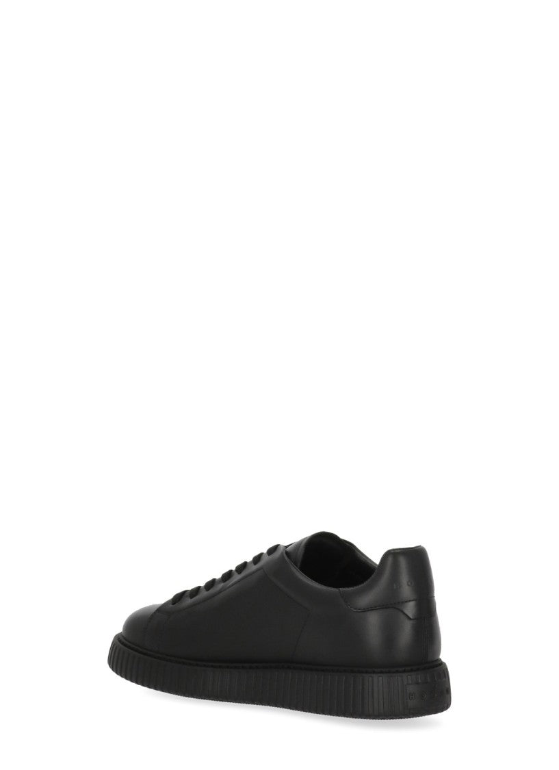 Hogan Black Monochromatic Smooth Leather Low-Top Sneakers