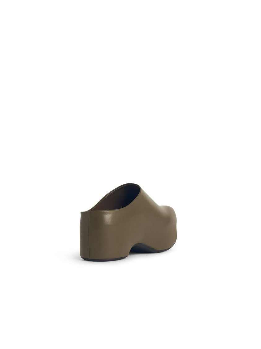 Marni Chunky' Green Leather 'Deepsage' Clog Sabots