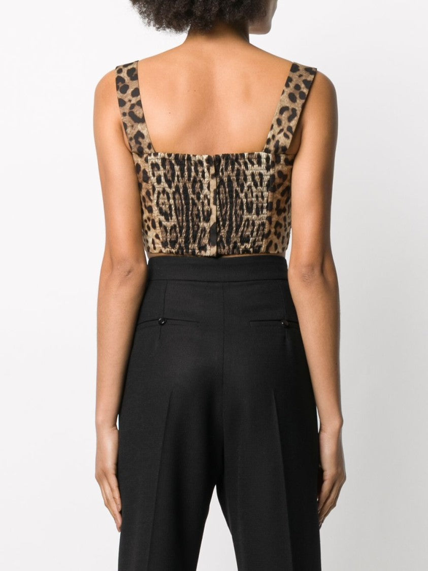 Dolce & Gabbana Cropped Top With Bold Leopard Print