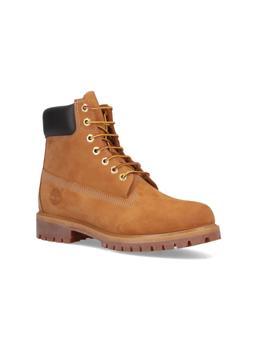 Timberland Rugged Tan Leather Boots With Padded Collar