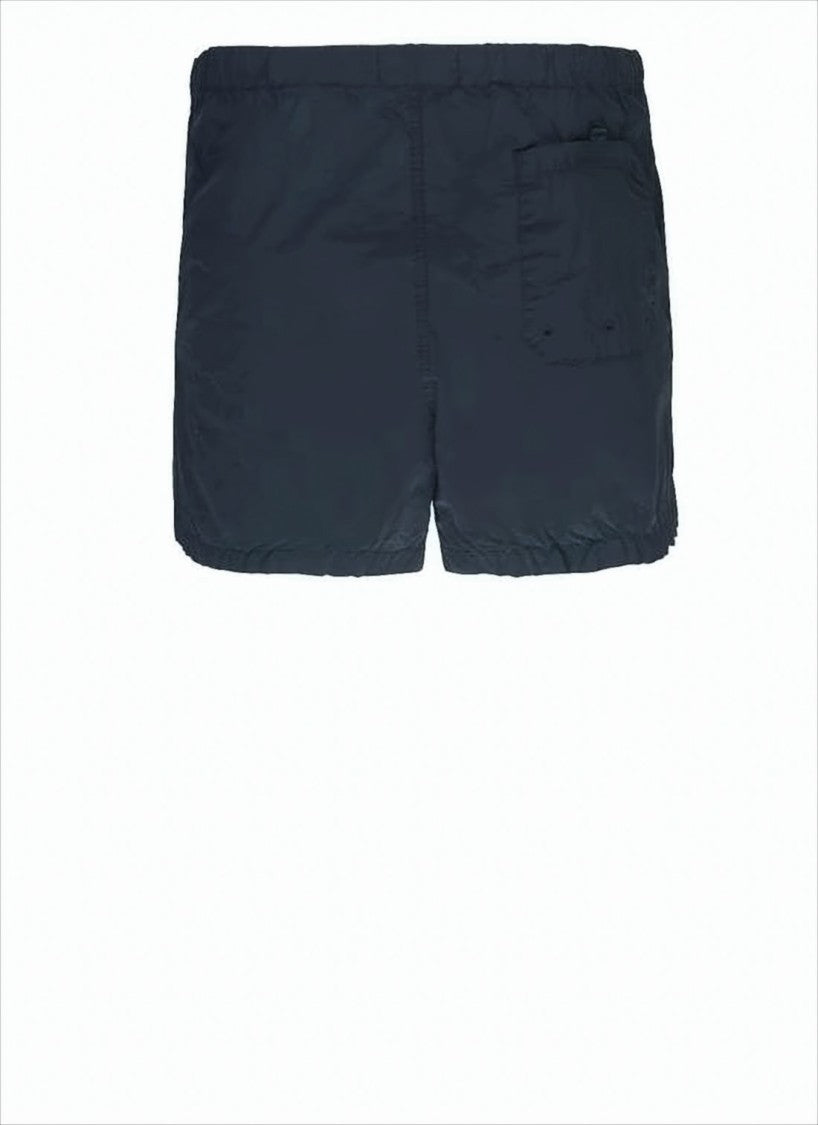 Stone Island Blue Polyamide Shorts With Buttoned Closure