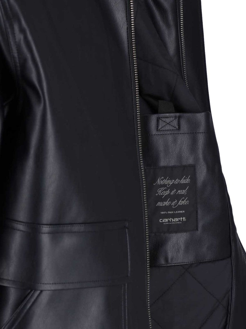 Carhartt Wip Black Arizona Zip Faux Leather Jacket