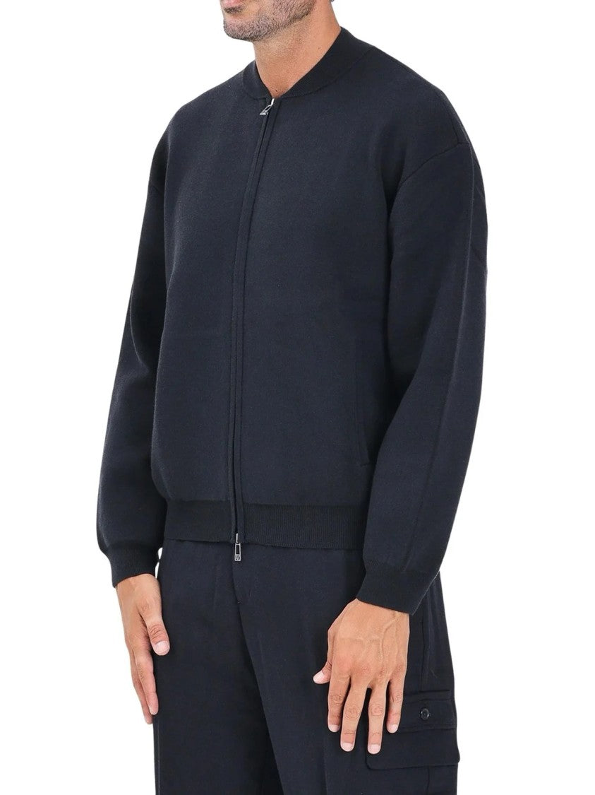 Armani Exchange Black Knit Jacket With Minimalist Design And Practical Pockets