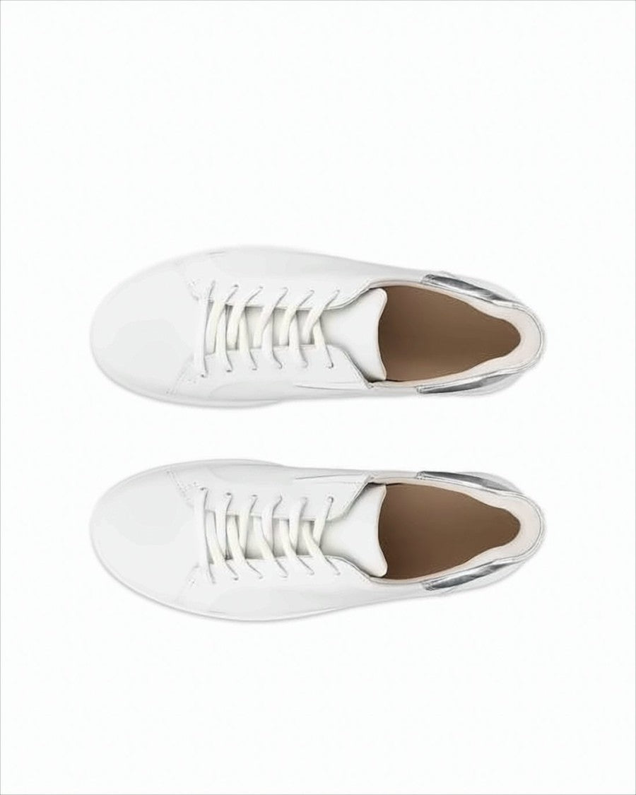 Ecco Minimalist White Low-Top Sneakers With Metallic Accent