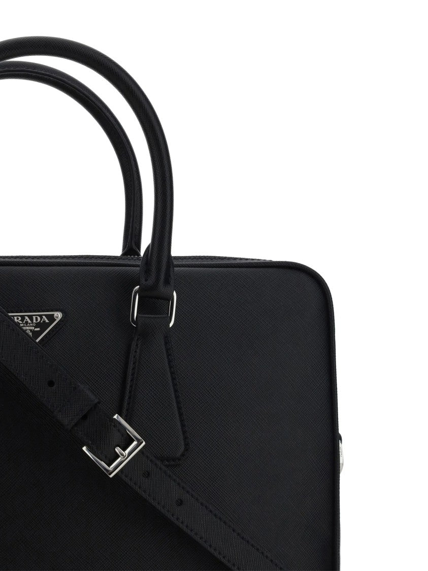 Prada Black Structured Leather Business Bag