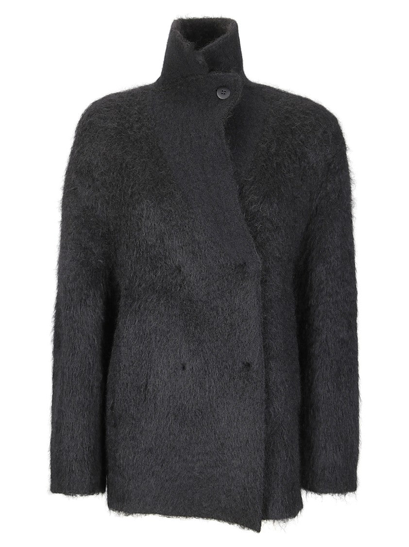 Boboutic Textured Knit Double-Breasted Jacket