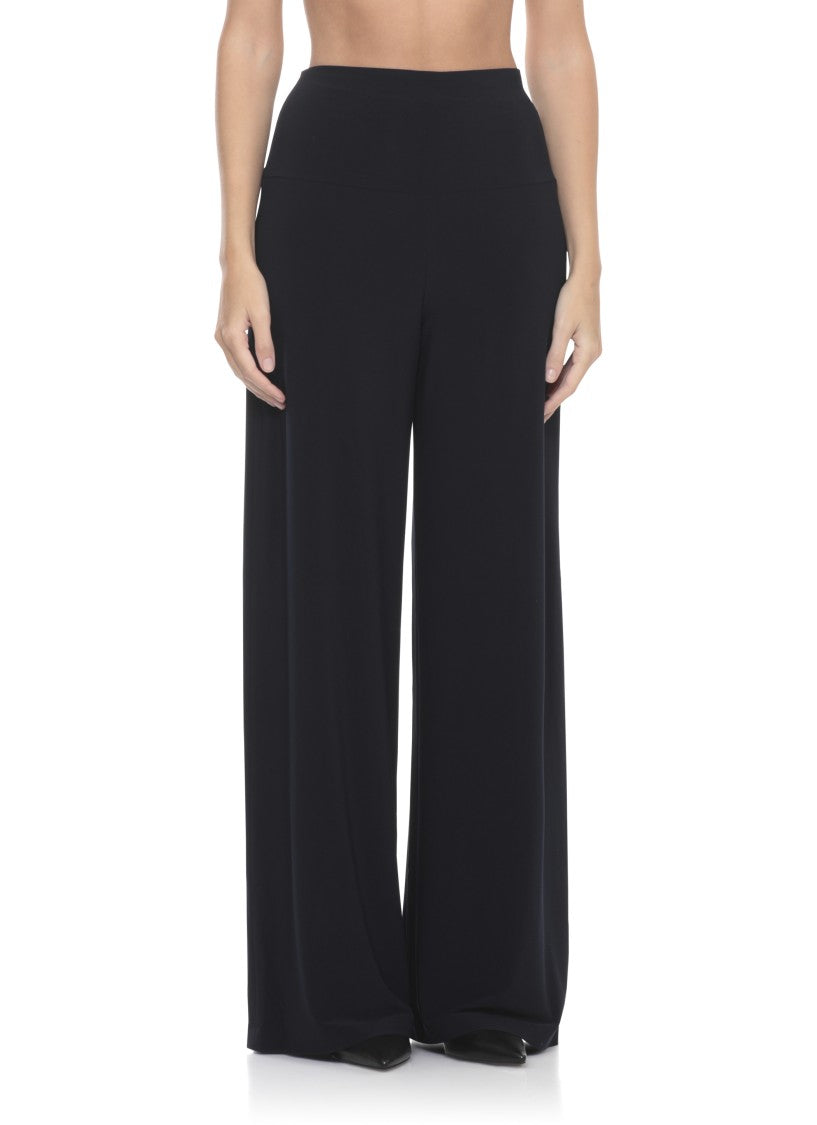 Norma Kamali Blue Elastic Waist Straight-Leg Pants
