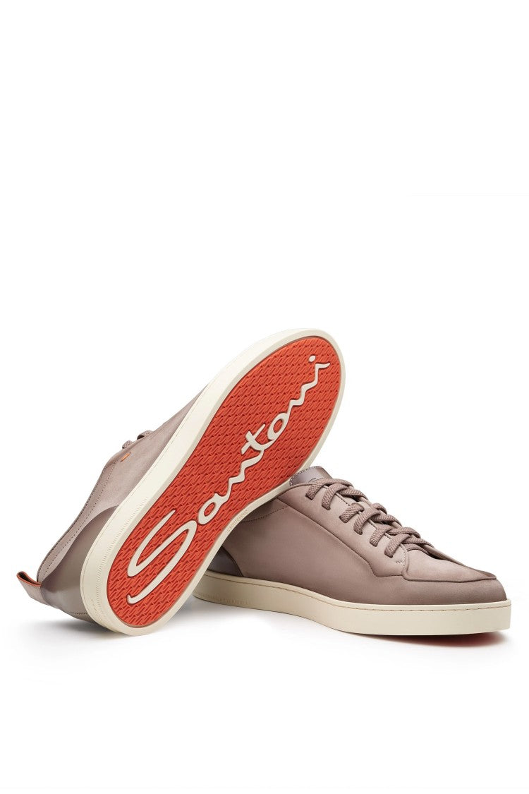 Santoni Tortora Carezza Nubuck Slip-On Sneakers