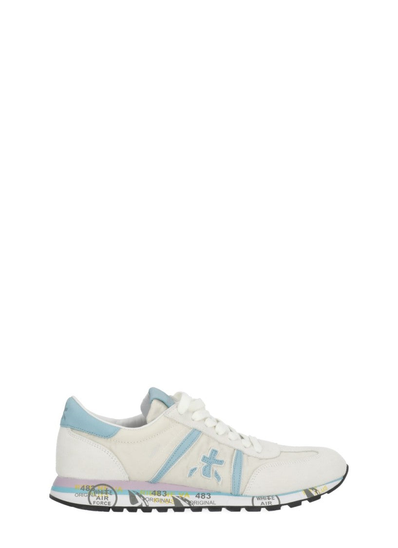 Premiata White Lucyd 0.1 8143 Suede-Blend Sneakers