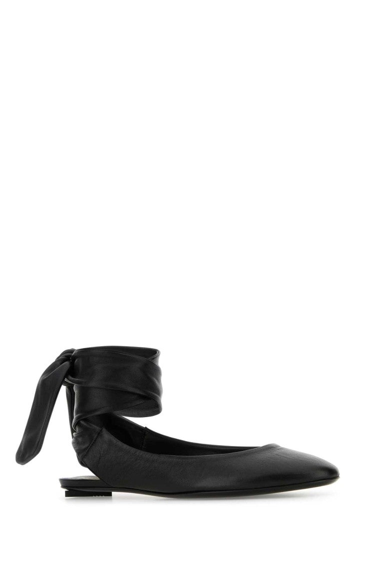 The Attico Pointed Toe Black Leather Slippers