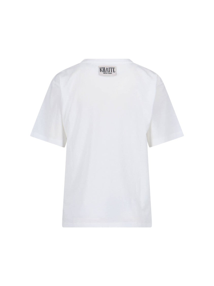 Khaite "Mae" T-Shirt, White Cotton, Crew Neck