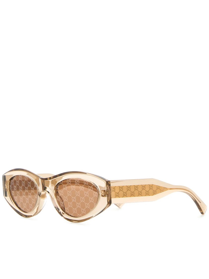 Gucci Amber Cat-Eye Translucent Amber Logo Sunglasses