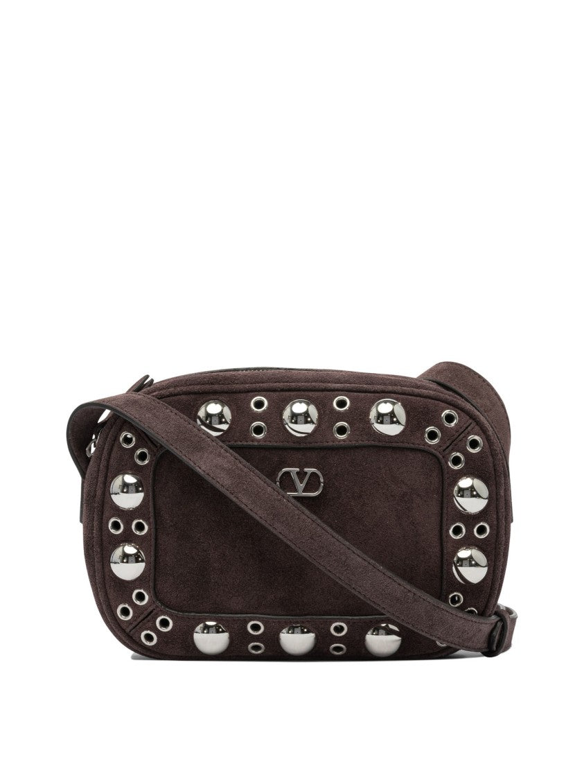 Valentino Garavani Brown Suede Crossbody Bag