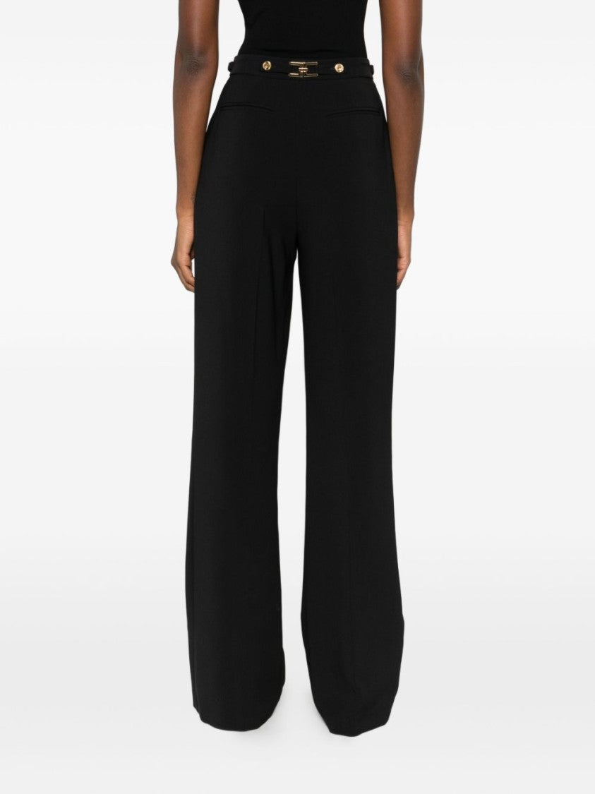 Elisabetta Franchi High-Waisted Wide-Leg Trousers With Pleat Detailing