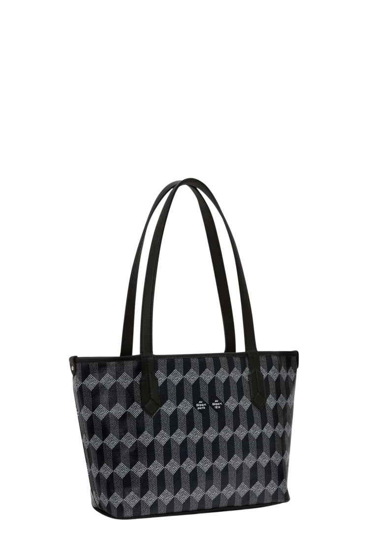 Au Depart Monogrammed Canvas Tote Bag With Leather Accents