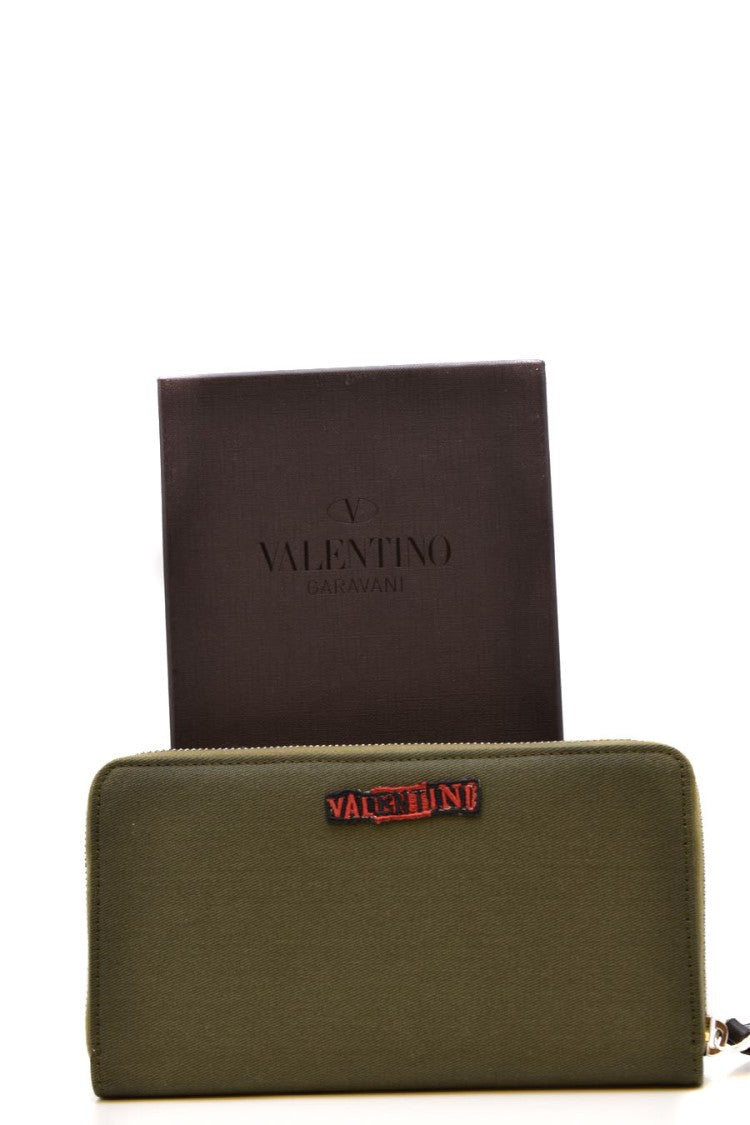 Valentino Garavani Military Green Fabric Wallet