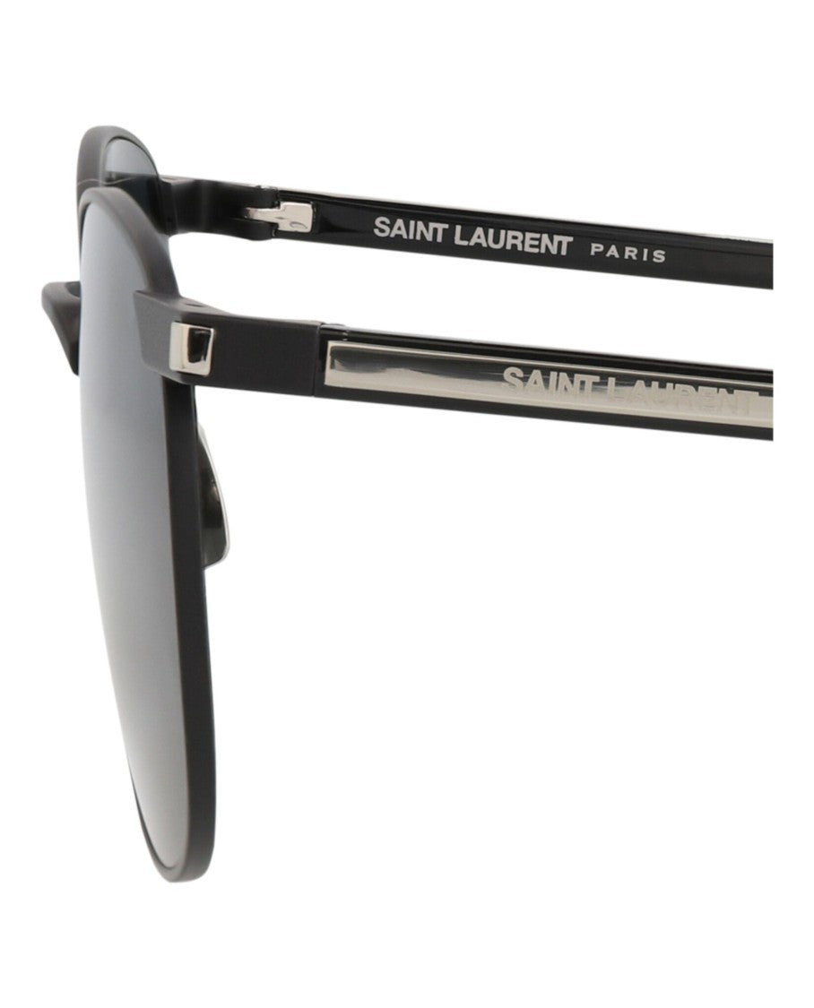 Saint Laurent Round-Frame Metal Sunglasses With Resin Temples And Adjustable Nosepads