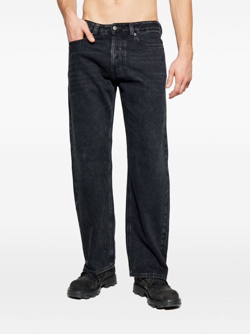 Diesel Black Button Fly Logo Patch Jeans