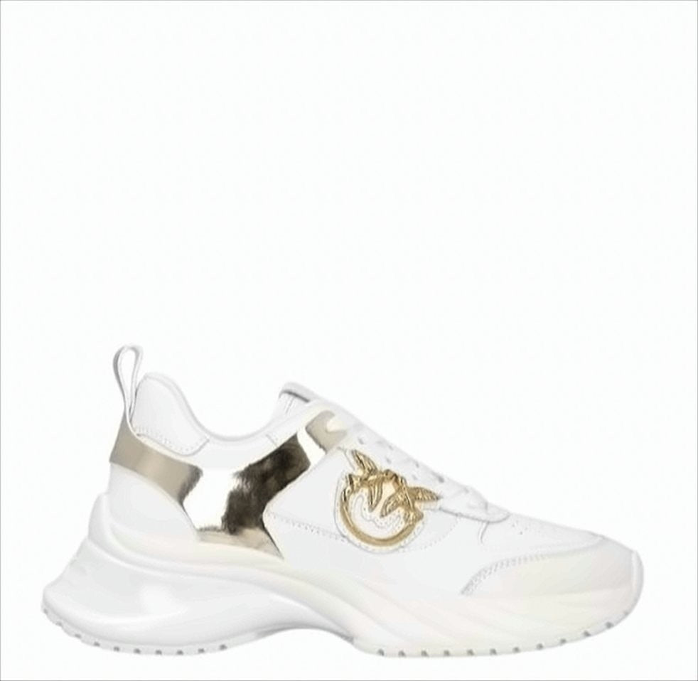 Pinko Leather Effect Sneakers With Mirror Inserts