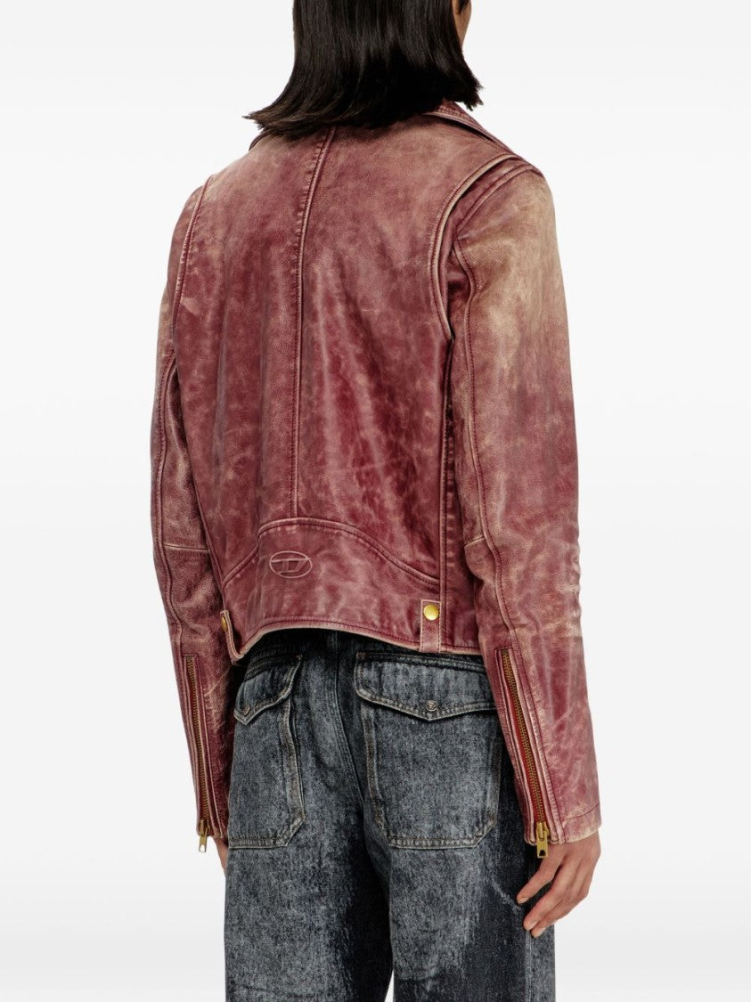 Diesel Distressed Vintage-Inspired Jacket With Asymmetrical Zipper