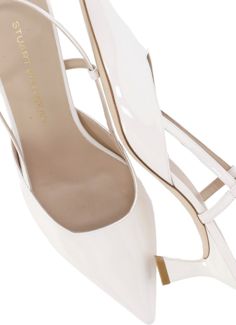 Stuart Weitzman Ivory Vinnie 50 Polished Leather Slingback